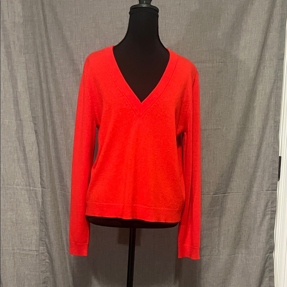 Alice + Olivia Bold Red V-Neck Sweater